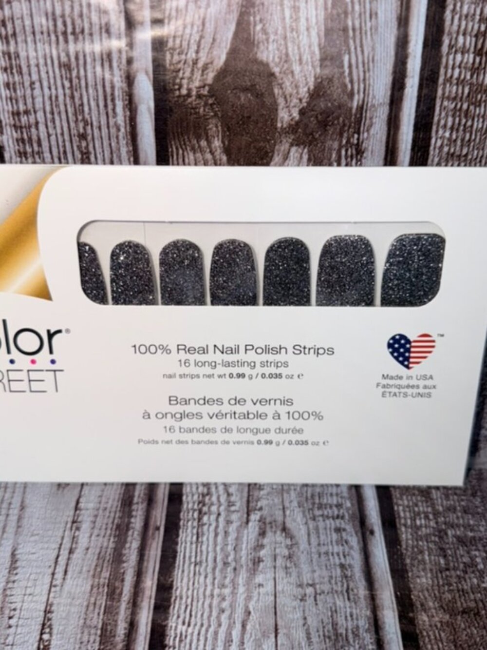 Mind Matters Color Street Nail Polish Strips Black Silver Glitter